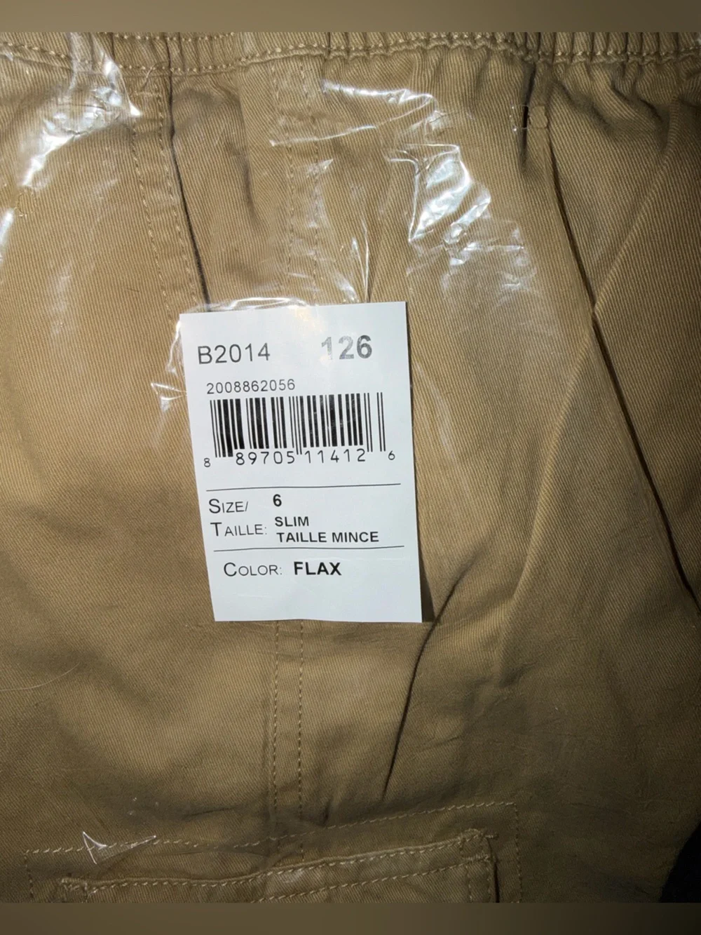 The Children's Place Boys 6 Slim Khaki Uniform Mid Rise Pull on Cargo Pants D1